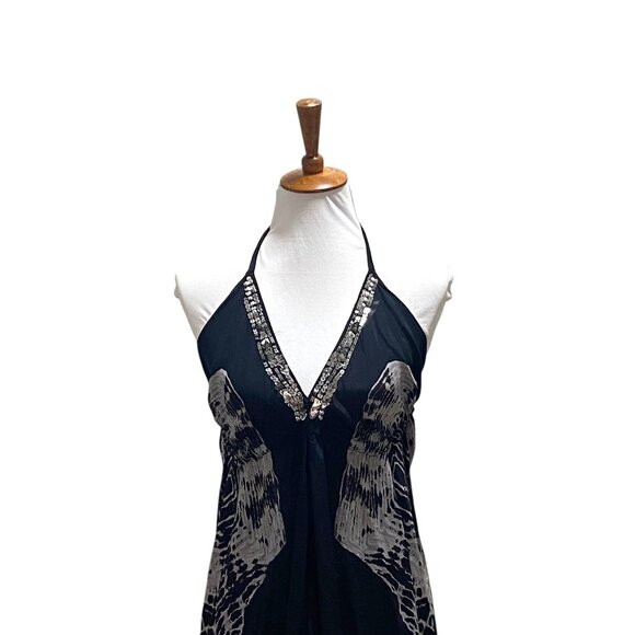 Moda International Y2K Halter Boho Print Dress Black Size XS Festival Fairy Goth - Picture 5 of 12